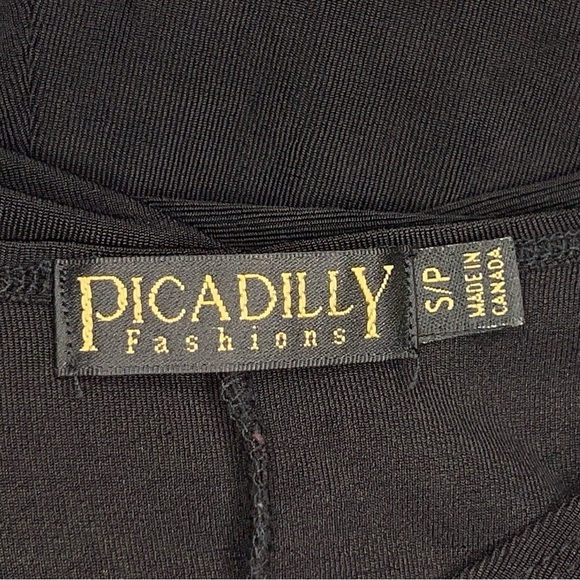 SMALL PICADILLY BLACK DRESS SLEEVELESS STRETCH MIDI EVENT CLASSIC PARTY - Picture 12 of 12